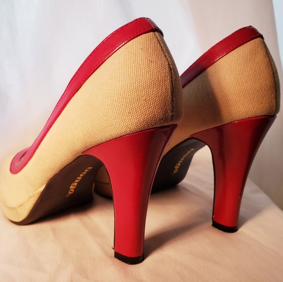 Retro Bongo “Bella” Fabric Pumps with Red Patent Leather - Picture 6 of 9
